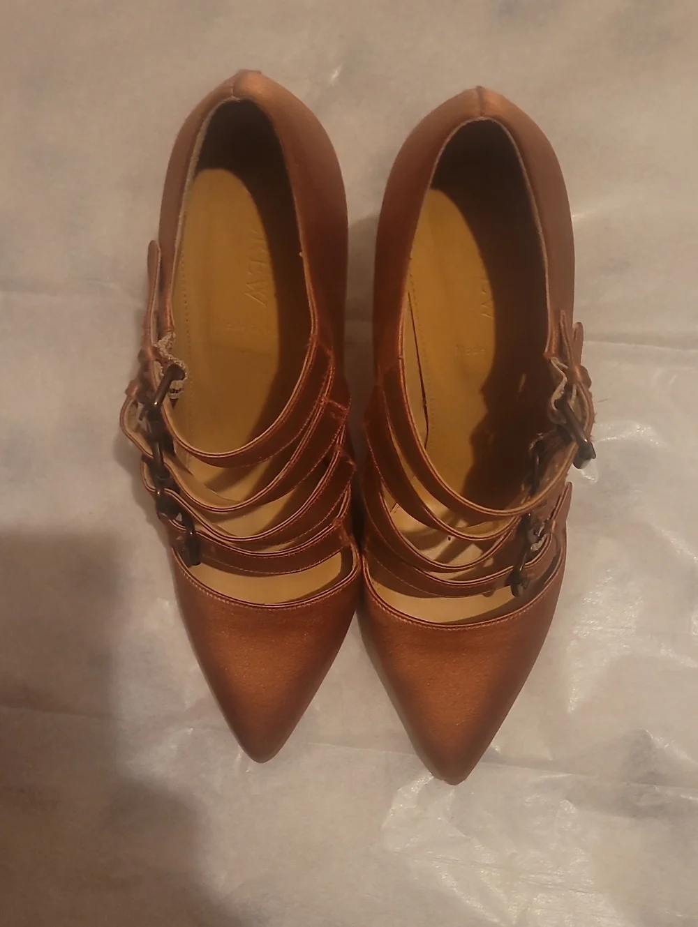 J. Crew Copper Brown Strappy Pointed Flats